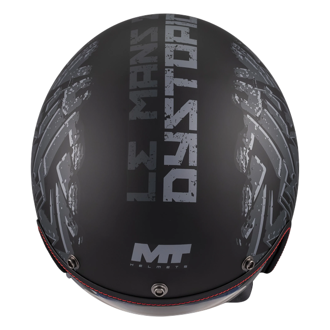 MT-Helmets Le Mans 2 SV S Dystopic B12 Jet Helmet – Matt Black – top view
