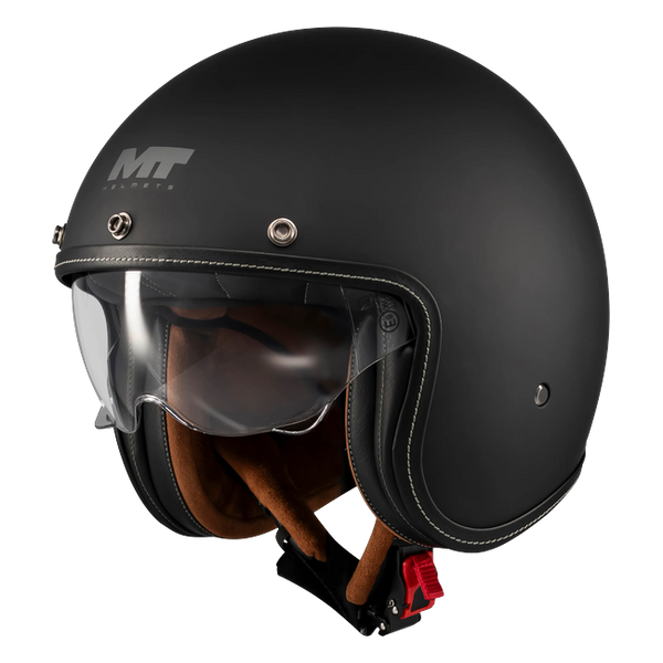 MT-Helmets Le Mans 2 SV S Pure A1 Jet Helmet – Matt Black – front three-quarter view