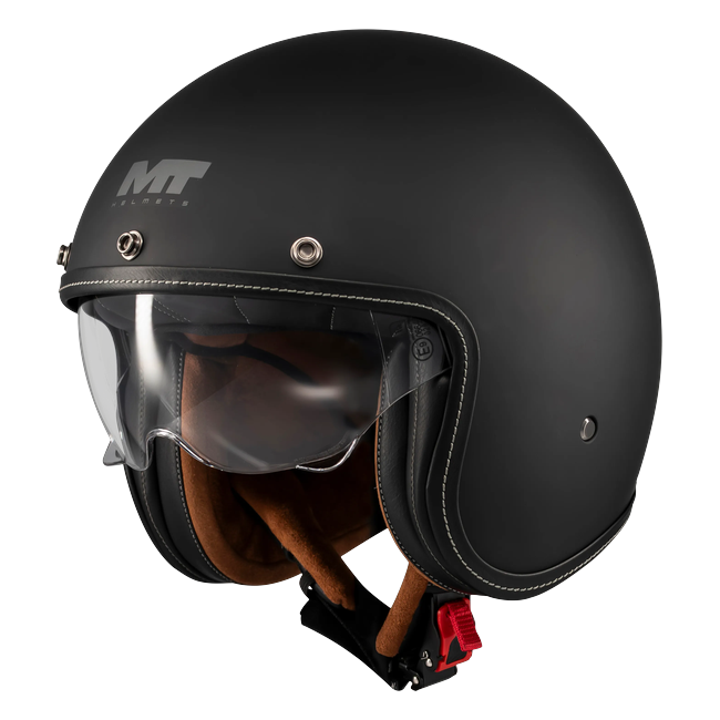 MT-Helmets Le Mans 2 SV S Pure A1 Jet Helmet – Matt Black – front three-quarter view