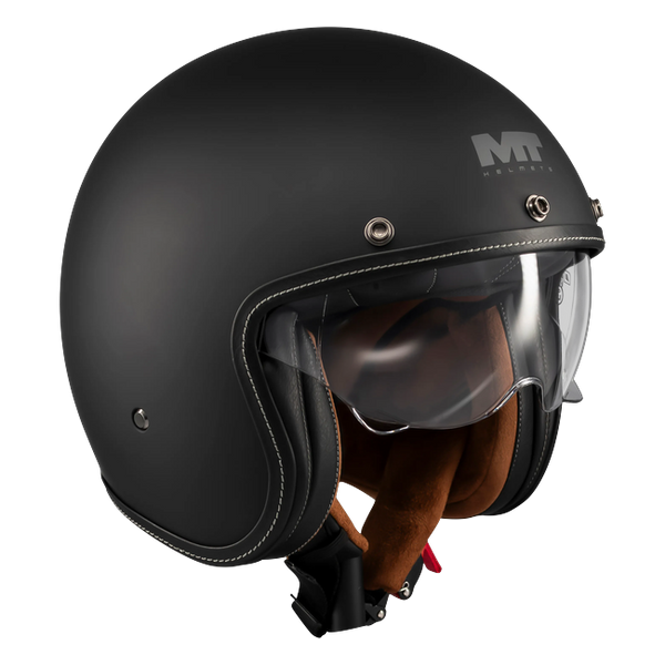 MT-Helmets Le Mans 2 SV S Pure A1 Jet Helmet – Matt Black – rear three-quarter view