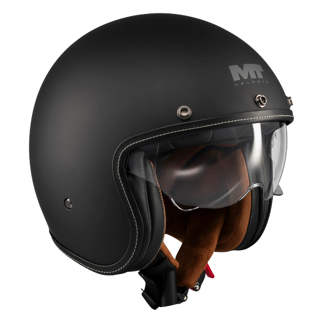 MT-Helmets Le Mans 2 SV S Pure A1 Jet Helmet – Matt Black – rear three-quarter view