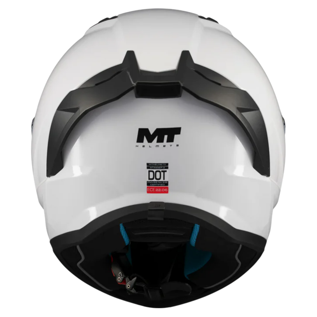 MT-Helmets Stinger 2 Pure A0 Full-Face Helmet – Gloss White Pearl – rear view