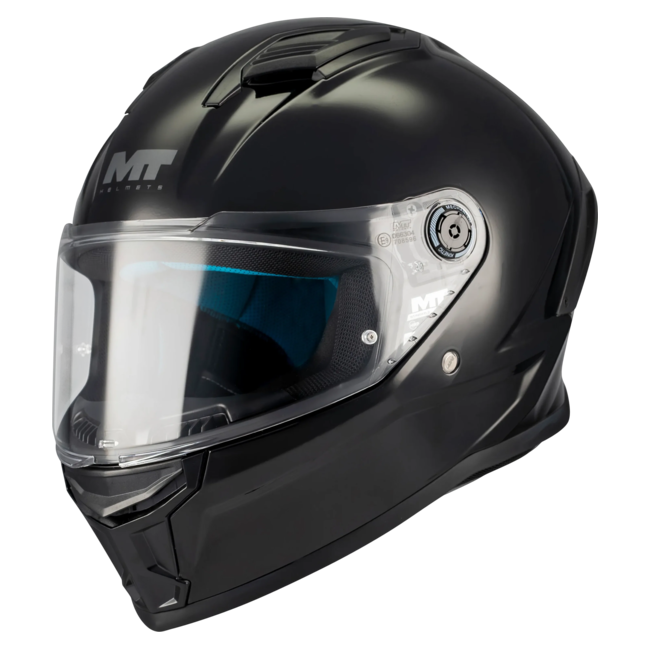 MT-Helmets Stinger 2 Pure A1 Full-Face Helmet – Gloss Black – front three-quarter view