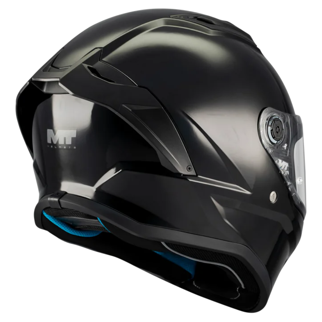 MT-Helmets Stinger 2 Pure A1 Full-Face Helmet – Gloss Black – rear three-quarter view