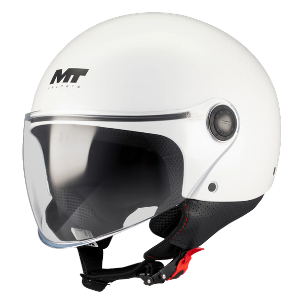 MT-Helmets Street S Pure A0 Jet Helmet – Gloss White – front three-quarter view