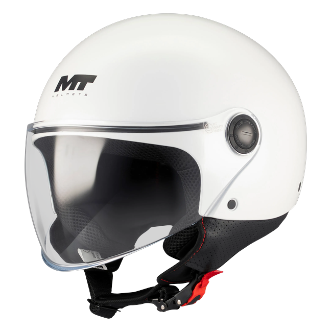 MT-Helmets Street S Pure A0 Jet Helmet – Gloss White – front three-quarter view