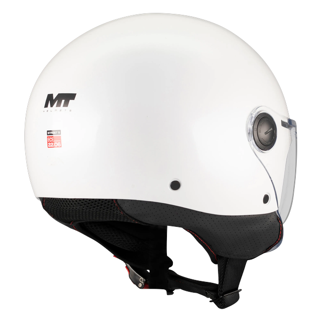 MT-Helmets Street S Pure A0 Jet Helmet – Gloss White – rear three-quarter view
