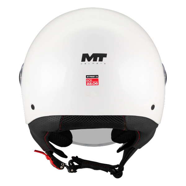 MT-Helmets Street S Pure A0 Jet Helmet – Gloss White – rear view