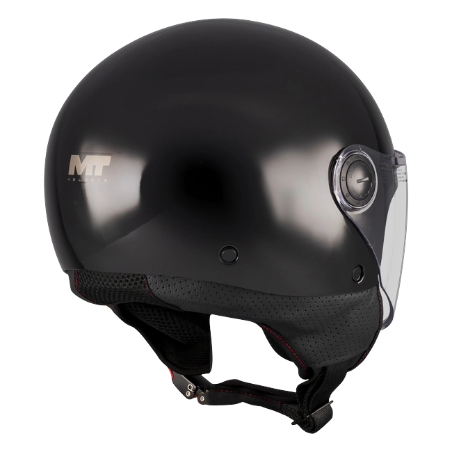 MT-Helmets Street S Pure A1 Jet Helmet – Gloss Black – rear three-quarter view
