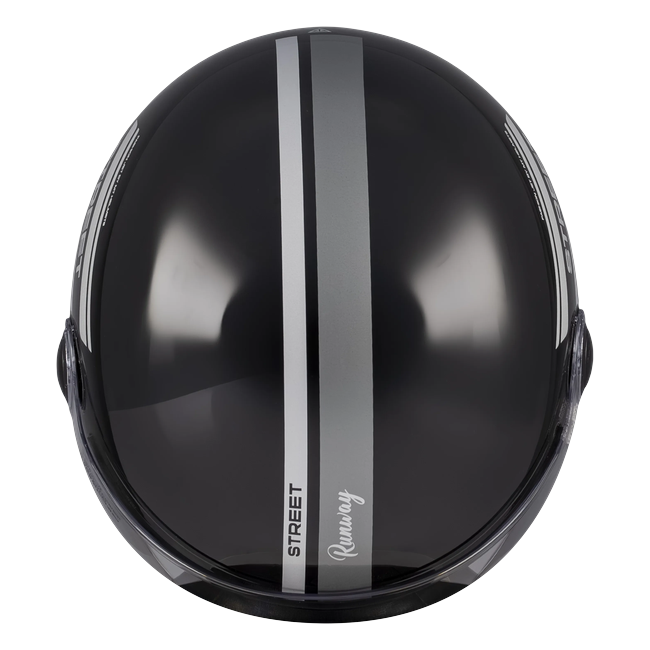 MT-Helmets Street S Runway B2 Jet Helmet – Gloss Black/Grey – top view