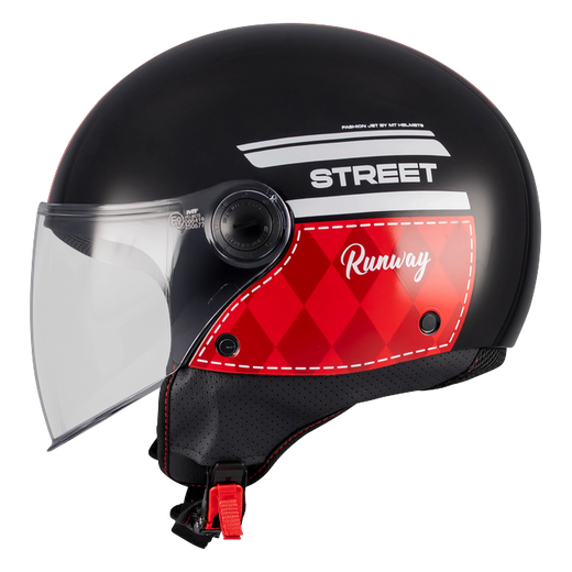 MT-Helmets Street S Runway B5 Jet Helmet – Gloss Black/Red
