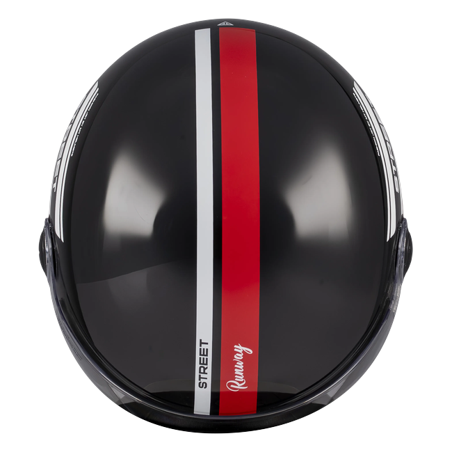 MT-Helmets Street S Runway B5 Jet Helmet – Gloss Black/Red – top view