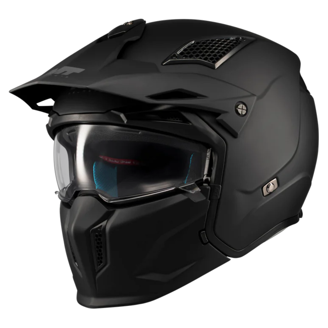 MT-Helmets Streetfighter SV S Pure A1 Convertible Helmet – Matt Black – front three-quarter view