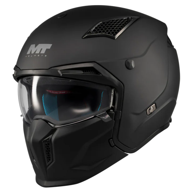 MT-Helmets Streetfighter SV S Pure A1 Convertible Helmet – Matt Black – without spoiler front