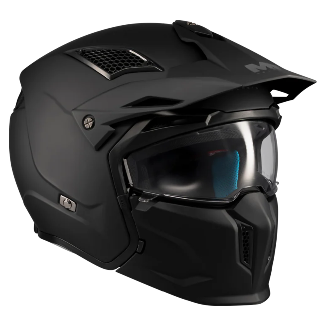 MT-Helmets Streetfighter SV S Pure A1 Convertible Helmet – Matt Black – rear three-quarter view