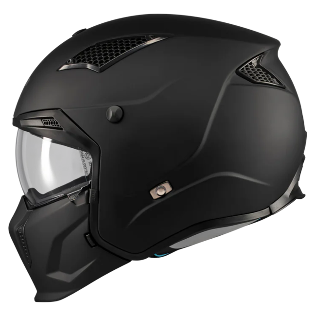 MT-Helmets Streetfighter SV S Pure A1 Convertible Helmet – Matt Black – without spoiler side