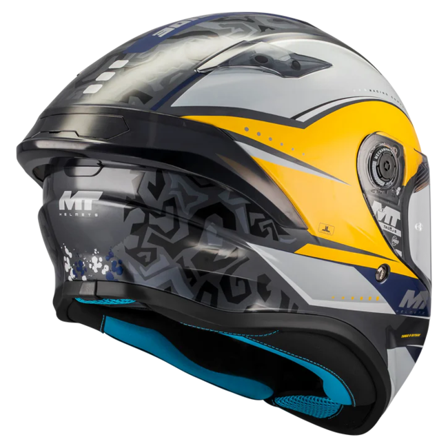 MT-Helmets Targo S Outside C3 Full-Face Helmet – Gloss – rear three-quarter view