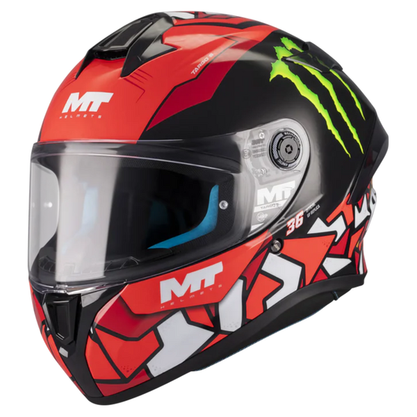 MT-Helmets Targo S Piqueras B5 Full-Face Helmet – Gloss – front three-quarter view