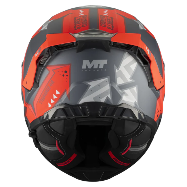 MT-Helmets Thunder 4 R SV Canvas C5 Full-Face Helmet – Matt Grey / Red – rear view