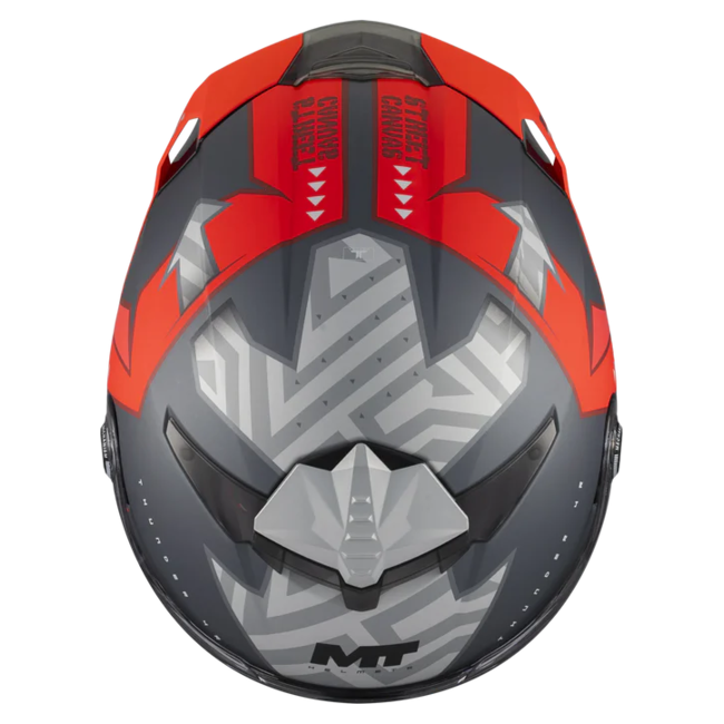 MT-Helmets Thunder 4 R SV Canvas C5 Full-Face Helmet – Matt Grey / Red – top view