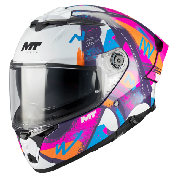MT-Helmets Thunder 4 R SV Pipen C8 Full-Face Helmet – Gloss Pink / Purple – front three-quarter view