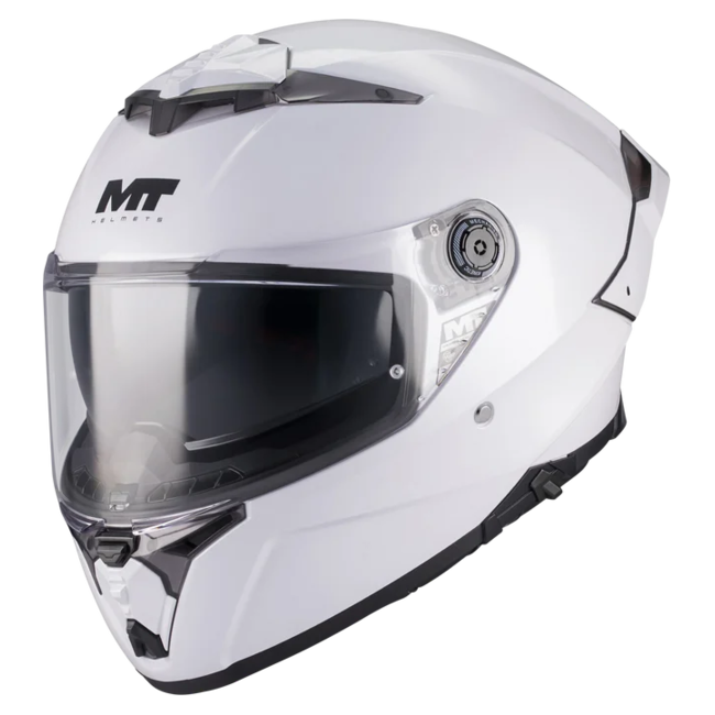 MT-Helmets Thunder 4 R SV Pure A0 Full-Face Helmet – Gloss White – front three-quarter view