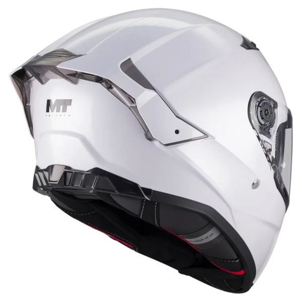 MT-Helmets Thunder 4 R SV Pure A0 Full-Face Helmet – Gloss White – rear three-quarter view