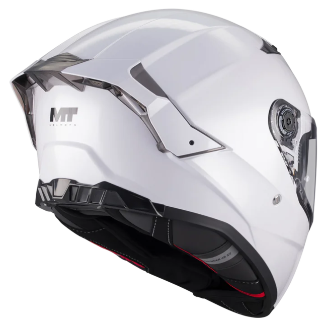 MT-Helmets Thunder 4 R SV Pure A0 Full-Face Helmet – Gloss White – rear three-quarter view