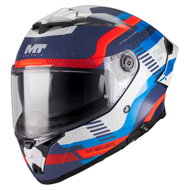 MT-Helmets Thunder 4 R SV Revelant C5 Full-Face Helmet – Gloss Red / Blue – front three-quarter view