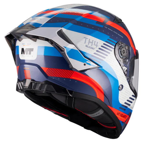MT-Helmets Thunder 4 R SV Revelant C5 Full-Face Helmet – Gloss Red / Blue – rear three-quarter view