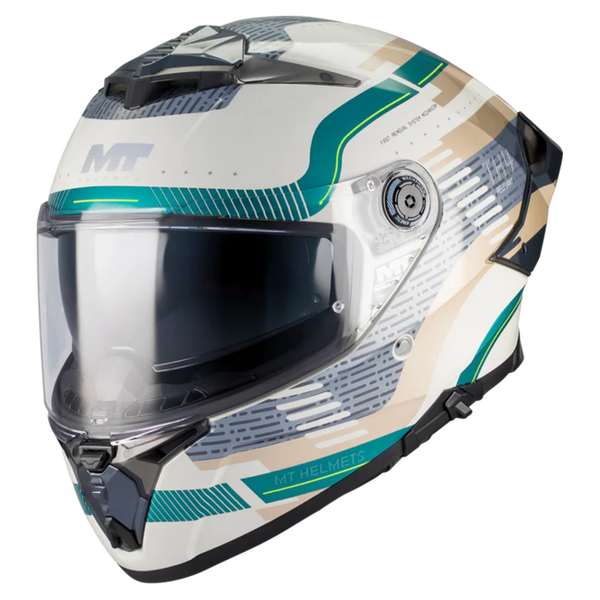 MT-Helmets Thunder 4 R SV Revelant C6 Full-Face Helmet – Gloss Green – front three-quarter view