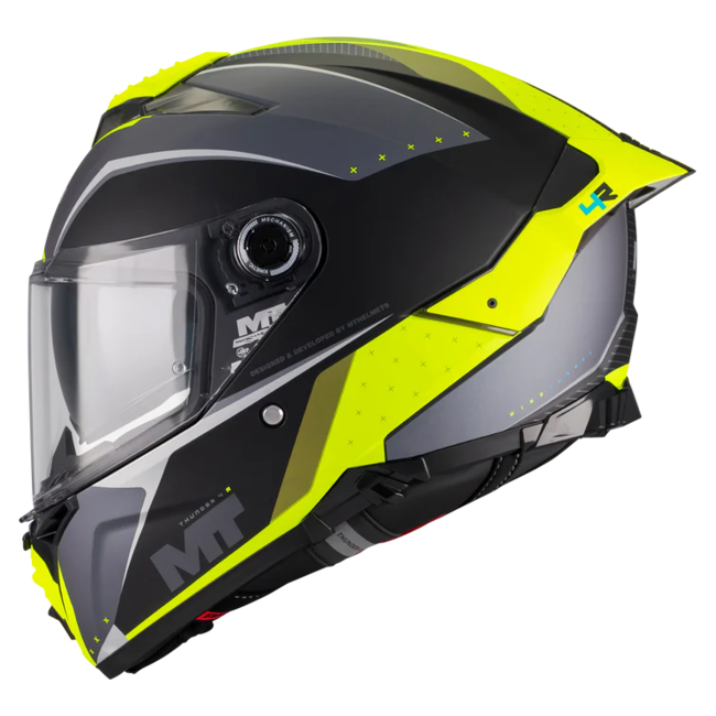 MT-Helmets Thunder 4 R SV Wind Tunnel B3 Full-Face Helmet – Matt Neon Yellow – left side view