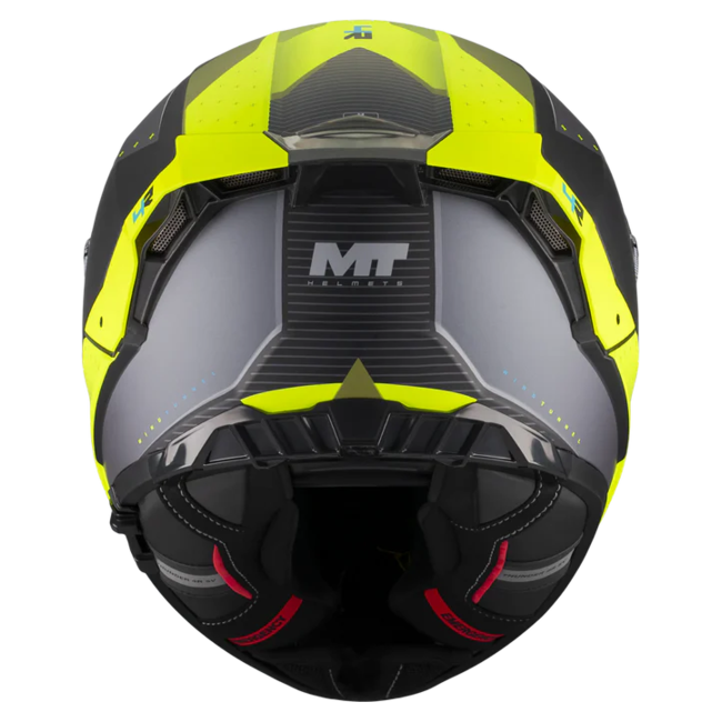 MT-Helmets Thunder 4 R SV Wind Tunnel B3 Full-Face Helmet – Matt Neon Yellow – rear view