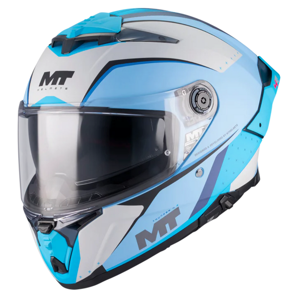 MT-Helmets Thunder 4 R SV Wind Tunnel C7 Full-Face Helmet – Matt Light Blue – front three-quarter view