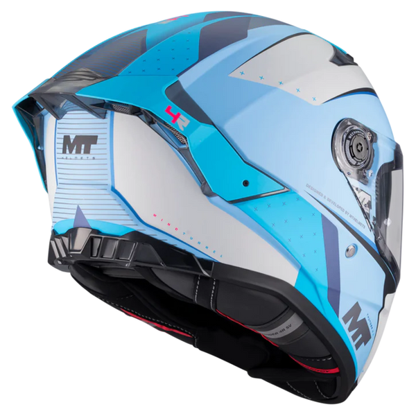 MT-Helmets Thunder 4 R SV Wind Tunnel C7 Full-Face Helmet – Matt Light Blue – rear three-quarter view