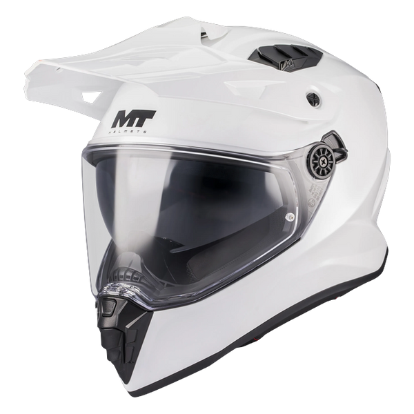 MT-Helmets Track SV Pure A0 Adventure Helmet – Gloss White – front three-quarter view
