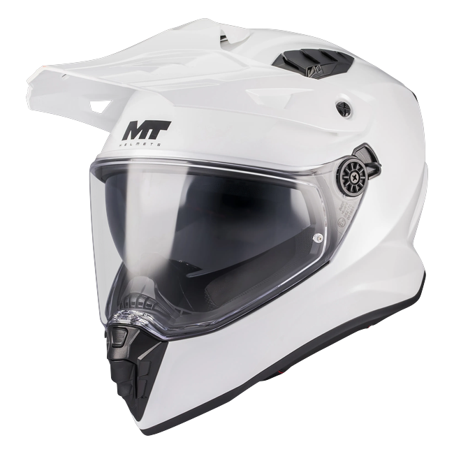 MT-Helmets Track SV Pure A0 Adventure Helmet – Gloss White – front three-quarter view