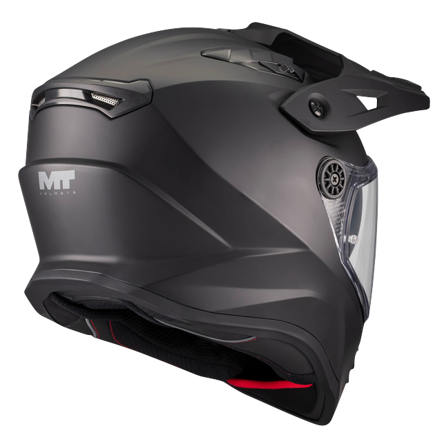 MT-Helmets Track SV Pure A1 Adventure Helmet – Matt Black – rear three-quarter view