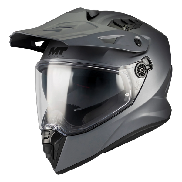 MT-Helmets Track SV Pure A2 Adventure Helmet – Matt Grey – front three-quarter view