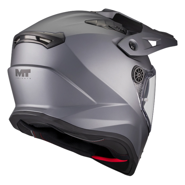 MT-Helmets Track SV Pure A2 Adventure Helmet – Matt Grey – rear three-quarter view