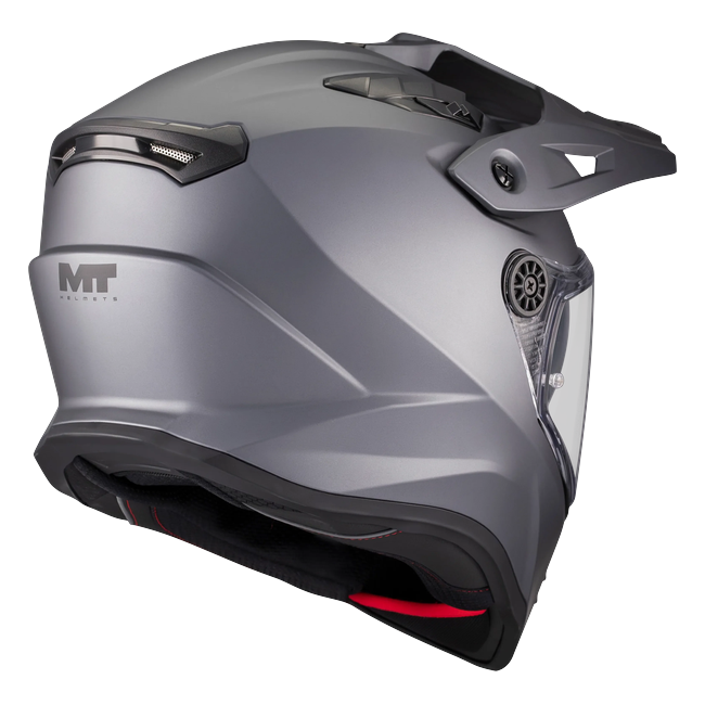 MT-Helmets Track SV Pure A2 Adventure Helmet – Matt Grey – rear three-quarter view