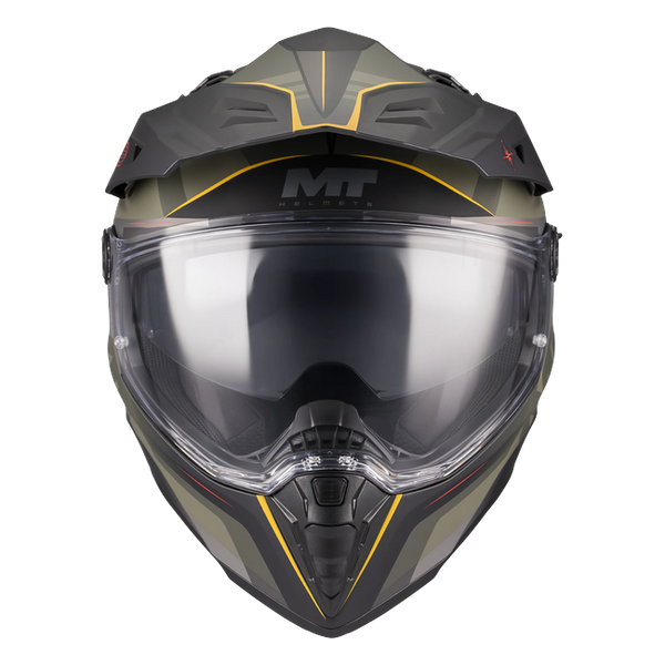 MT-Helmets Track SV Questor B6 Adventure Helmet – Matt Green – front view