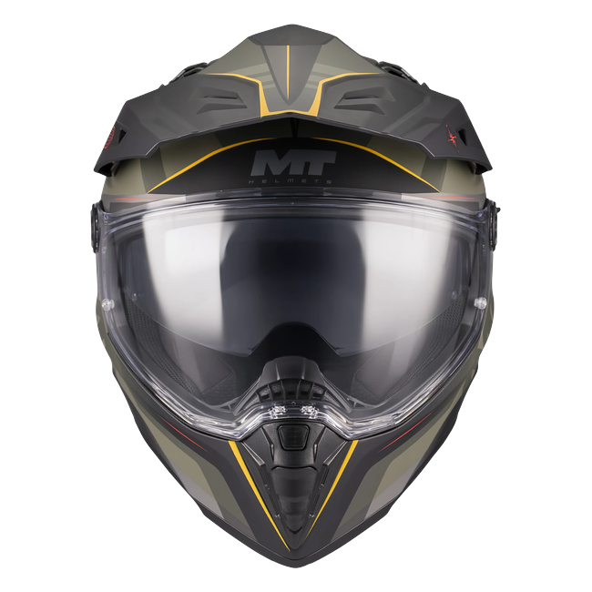 MT-Helmets Track SV Questor B6 Adventure Helmet – Matt Green – front view