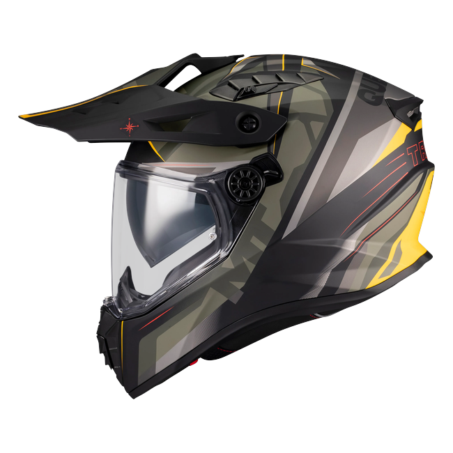 MT-Helmets Track SV Questor B6 Adventure Helmet – Matt Green – left side view