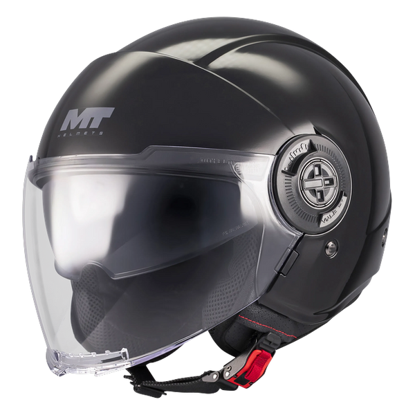 MT-Helmets Viale SV S Pure A1 Jet Helmet – Gloss Black – front three-quarter view