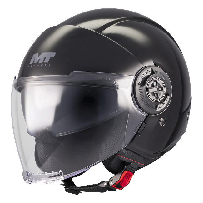 MT-Helmets Viale SV S Pure A1 Jet Helmet – Gloss Black – front three-quarter view