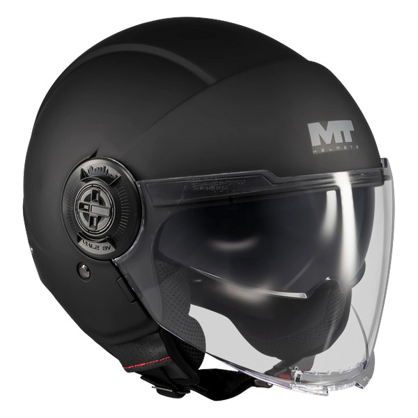 MT-Helmets Viale SV S Pure A1 Jet Helmet – Matt Black – rear three-quarter view