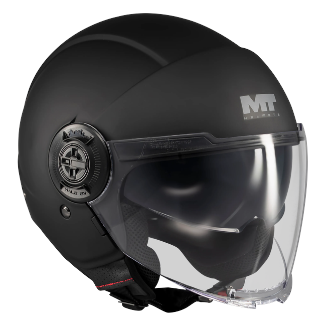 MT-Helmets Viale SV S Pure A1 Jet Helmet – Matt Black – rear three-quarter view