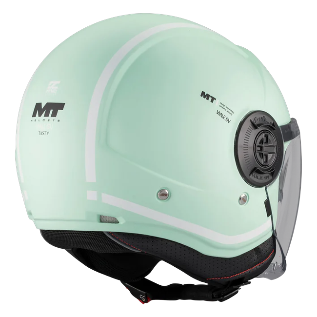 MT-Helmets Viale SV S Tasty C6 Jet Helmet – Matt Green – rear three-quarter view