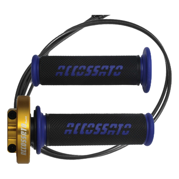 Accossato quick throttle MY008 for Yamaha R6, grip colour blue, cap colour gold
